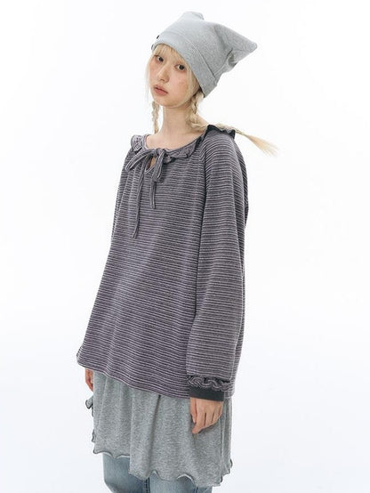 NAPSNAPS Striped Embroidered Ruffle Drawstring Women&