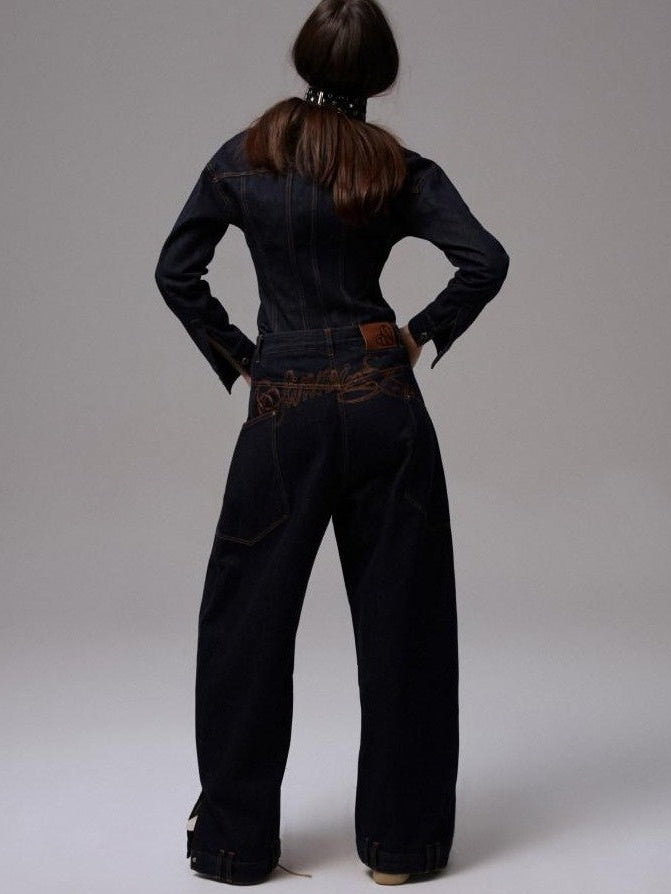 1JINN STUDIO Raw Denim Deconstructed Wide Shoulder Women&