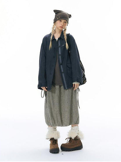 NAPSNAPS Drawstring Split Loose Fit Cotton Women&