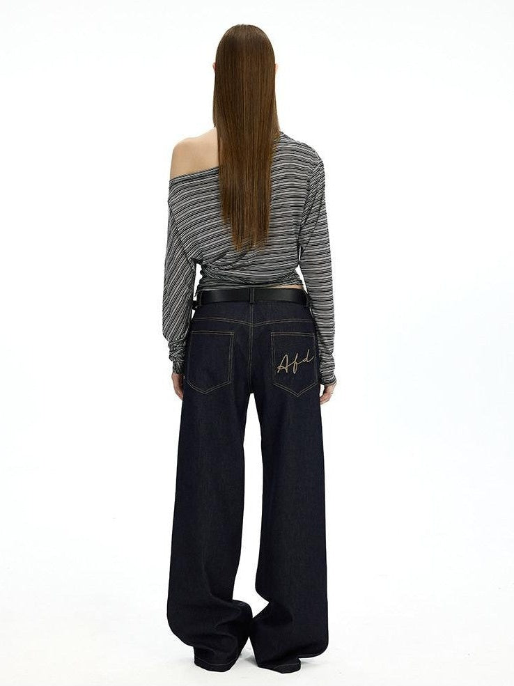 AFTADAWN Striped Asymmetrical One Shoulder Ruched Women&