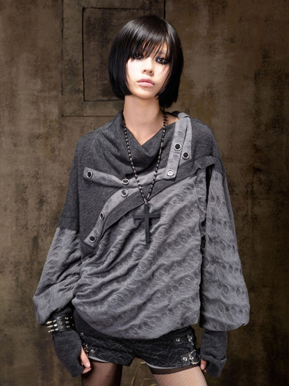 ARIADNAw Polka Dot Knitted Batwing Stacked Neck Patchwork Women&
