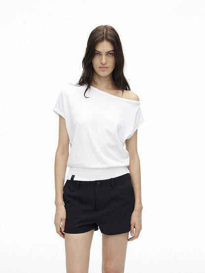 AFTADAWN Solid One Shoulder Asymmetric Slim Women&