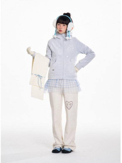 BETWEENAND Plush Snowman Print Loose Fit Sweet Women&