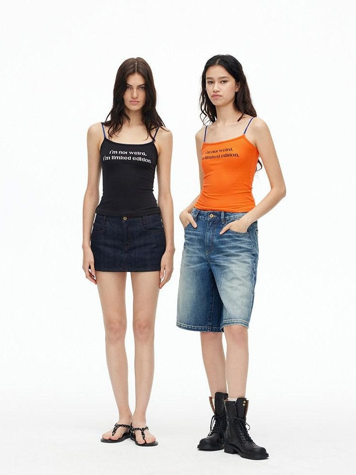 AFTADAWN Contrast Lace Letter Print Halter Slim Elastic Women&