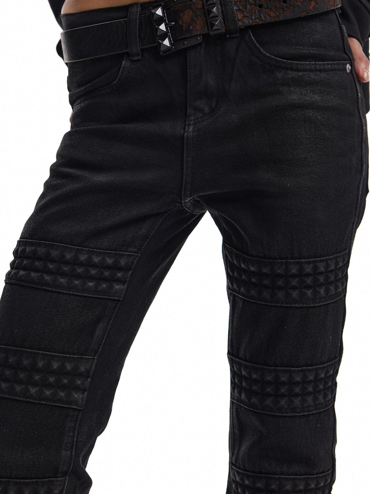 no E mosen 3d Embossed Studded Waxed Women&