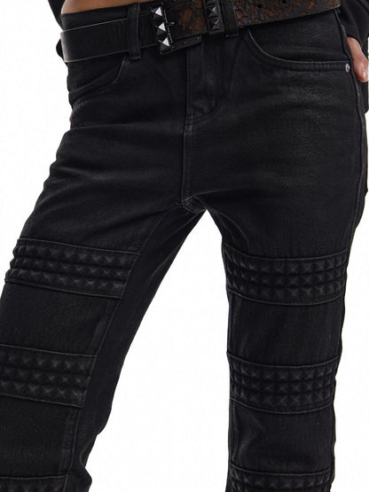 no E mosen 3d Embossed Studded Waxed Women&