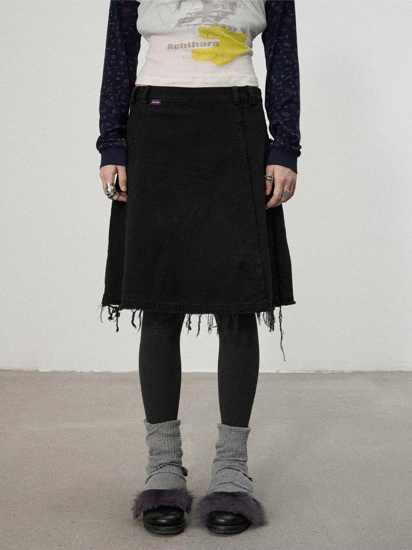 Achihara Vintage Fade Cotton Slip Skirt
