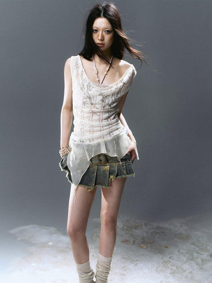 Cest Nous Beaded Printed Striped Asymmetrical Cutout Spliced Women&