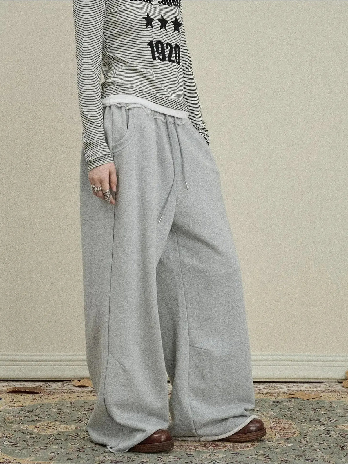 Achihara Stars Wide Leg Pants For Women Loose Fit Casual Trousers