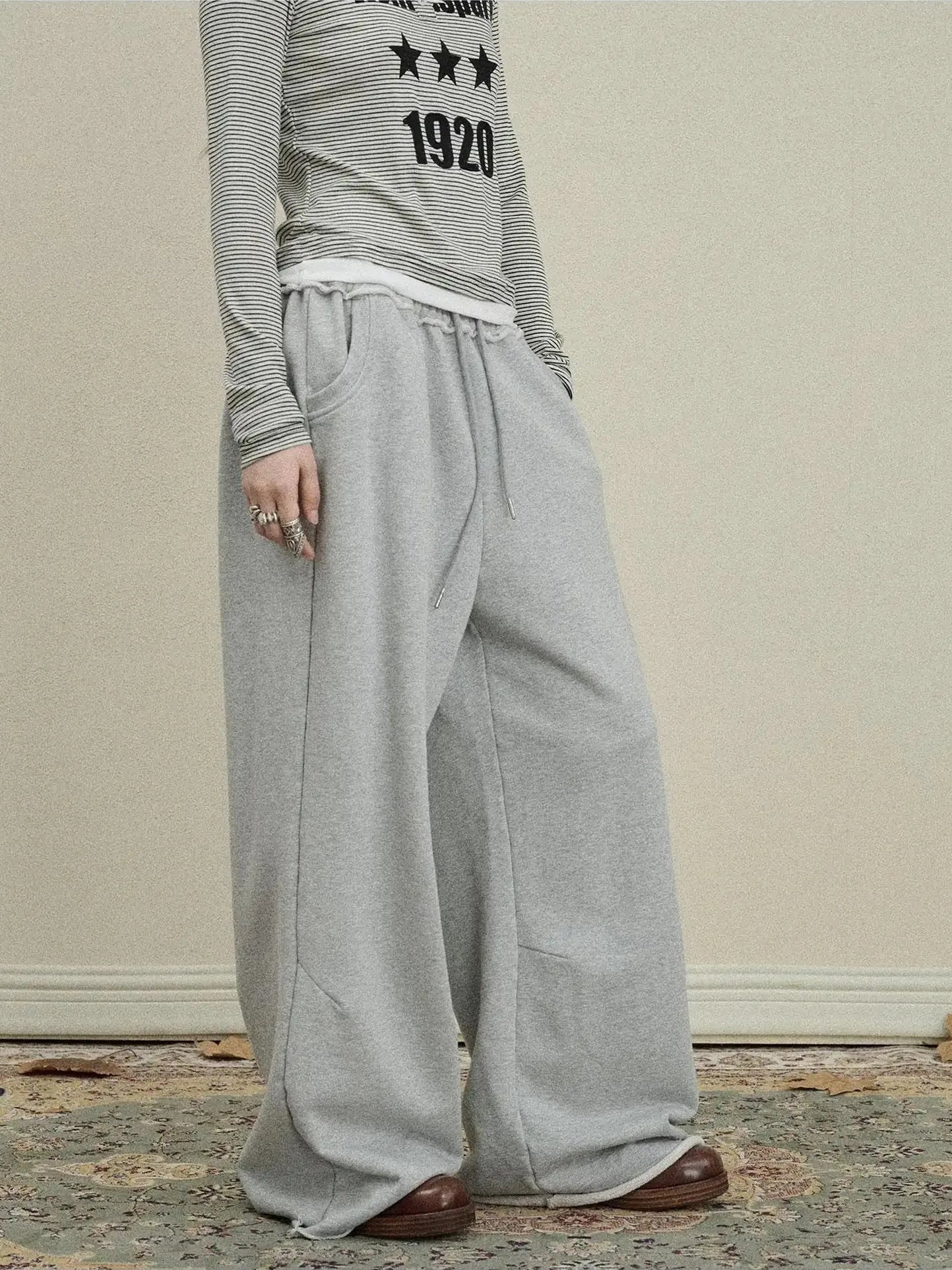 Achihara Stars Wide Leg Pants For Women Loose Fit Casual Trousers