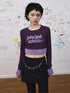 Achihara Purple Fluffy Trim Knit Sweater Retro Party Top