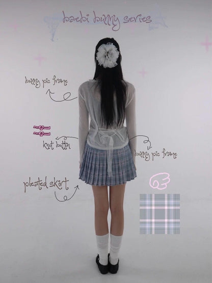 bae bi Dense Twill Plaid Frog Button High Waist Women&
