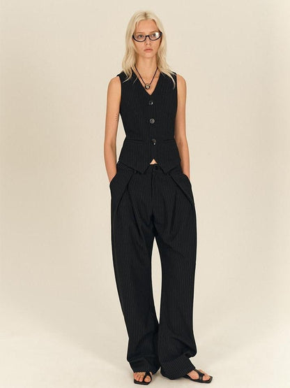 AFTADAWN Vintage Vertical Stripe Structured Panel Women&