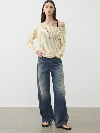 AFTADAWN Contrast Striped Spliced Sheer Women&
