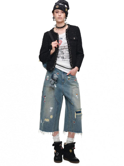 1JINN STUDIO Vintage Applique Embroidery Detachable Wings Women&
