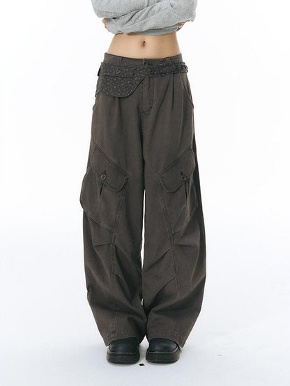 NAPSNAPS Floral Print Distressed Wide Leg Cotton Women&