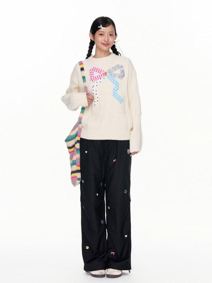 BETWEENAND Two Tone Colorful Embroidered Women&