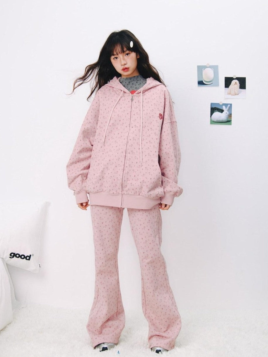 BETWEENAND Two Tone Dachshund Print Embroidered Hooded Short Women&