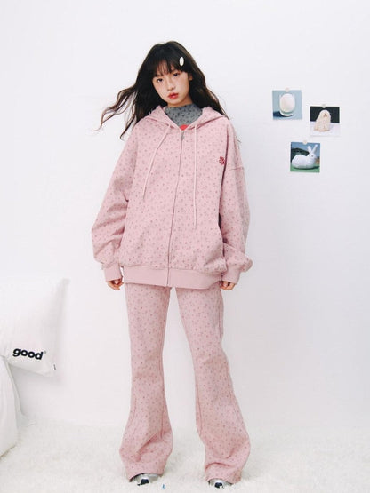 BETWEENAND Two Tone Dachshund Print Embroidered Hooded Short Women&