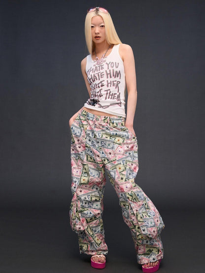 CFIERCE Money Print Cargo Multi Pocket Women&