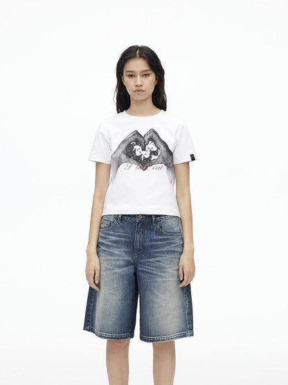 AFTADAWN Creative Printed Crew Neck Slightly Loose Women&