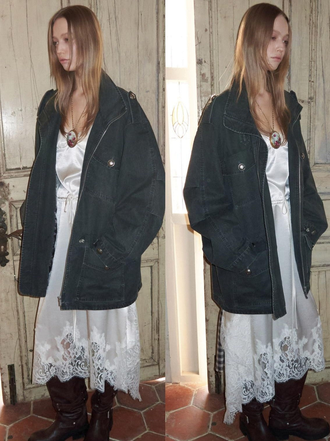 1JINN STUDIO Vintage Washed Distressed Mid Drawstring Pockets Loose Women&