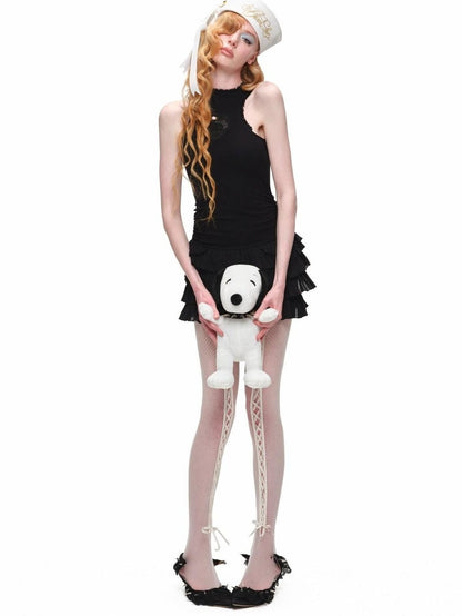1JINN STUDIO Heart Lace Applique Tiered Racerback Tank Women&