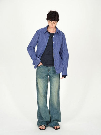 AFTADAWN Vintage Washed Low Rise Wide Loose Women&