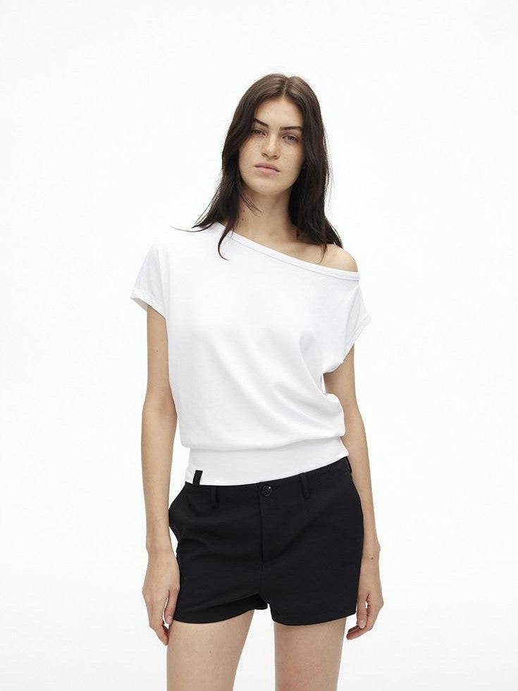 AFTADAWN Solid One Shoulder Asymmetric Slim Women&
