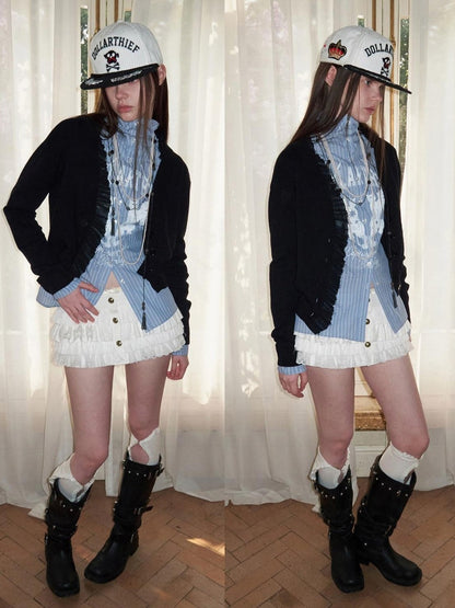 1JINN STUDIO Black White Embroidered Flat Brim Women&