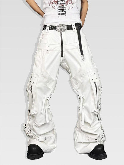 ATAnothingness Silver Moon White Studded Double Waist Waxed Women&