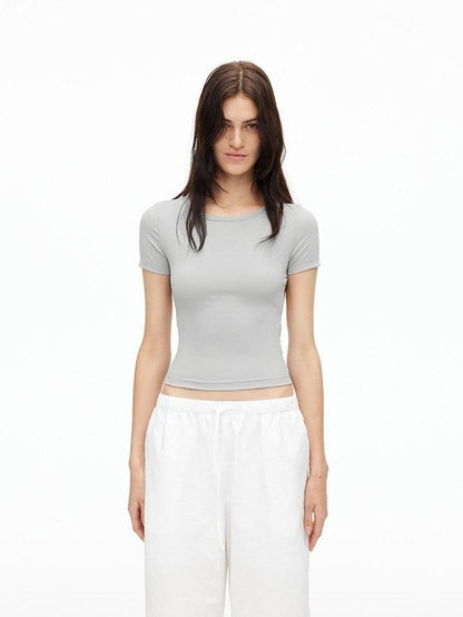 AFTADAWN Solid Breathable Quick Dry U Neck Women&