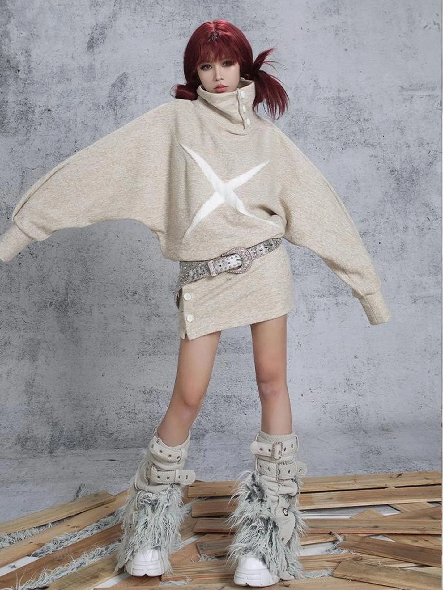 ARIADNAw Patchwork Wool Punk Shorts Deer Velvet Street Edge