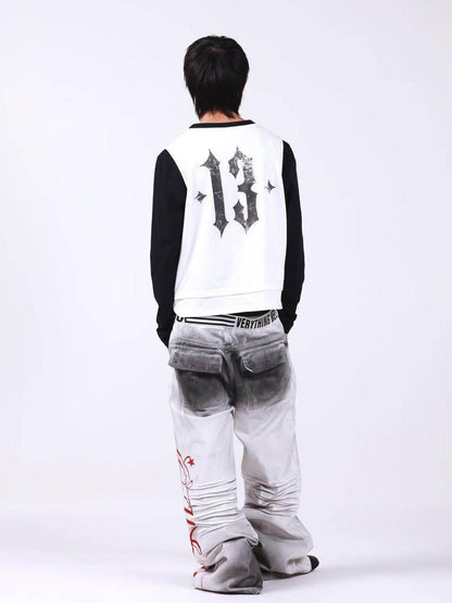 DETW onLine Skull Print Double Neck Contrast Women&