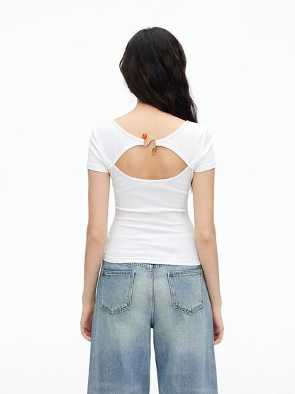 AFTADAWN Beaded Cutout Backless U Neck Women&