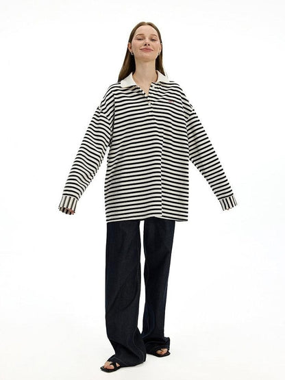 AFTADAWN Black White Striped Patchwork Women&