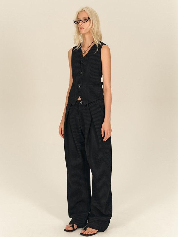 AFTADAWN Vintage Vertical Stripe Structured Panel Women&