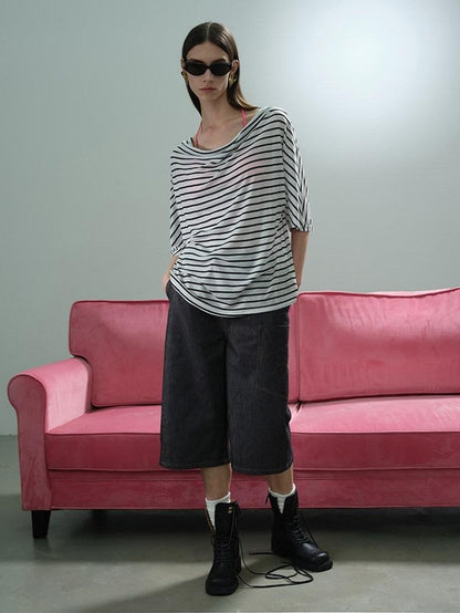 AFTADAWN Deconstructed Slanted Fly Patch Pocket Low Waist Wide Leg Women&