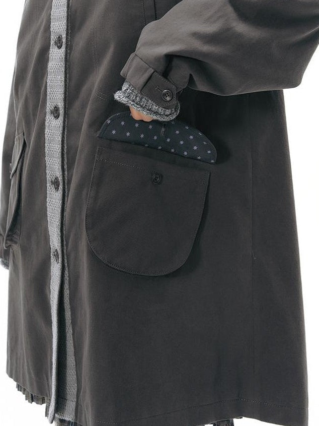 NAPSNAPS Hooded Panelled Loose Cotton Long Sleeve Mid Length Women&