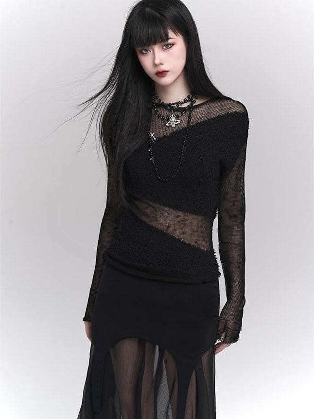 LADYGHOST Design Chic Long Sleeve Round Neck Women&