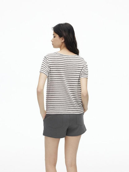 AFTADAWN Textured Striped Print Loose Fit Women&