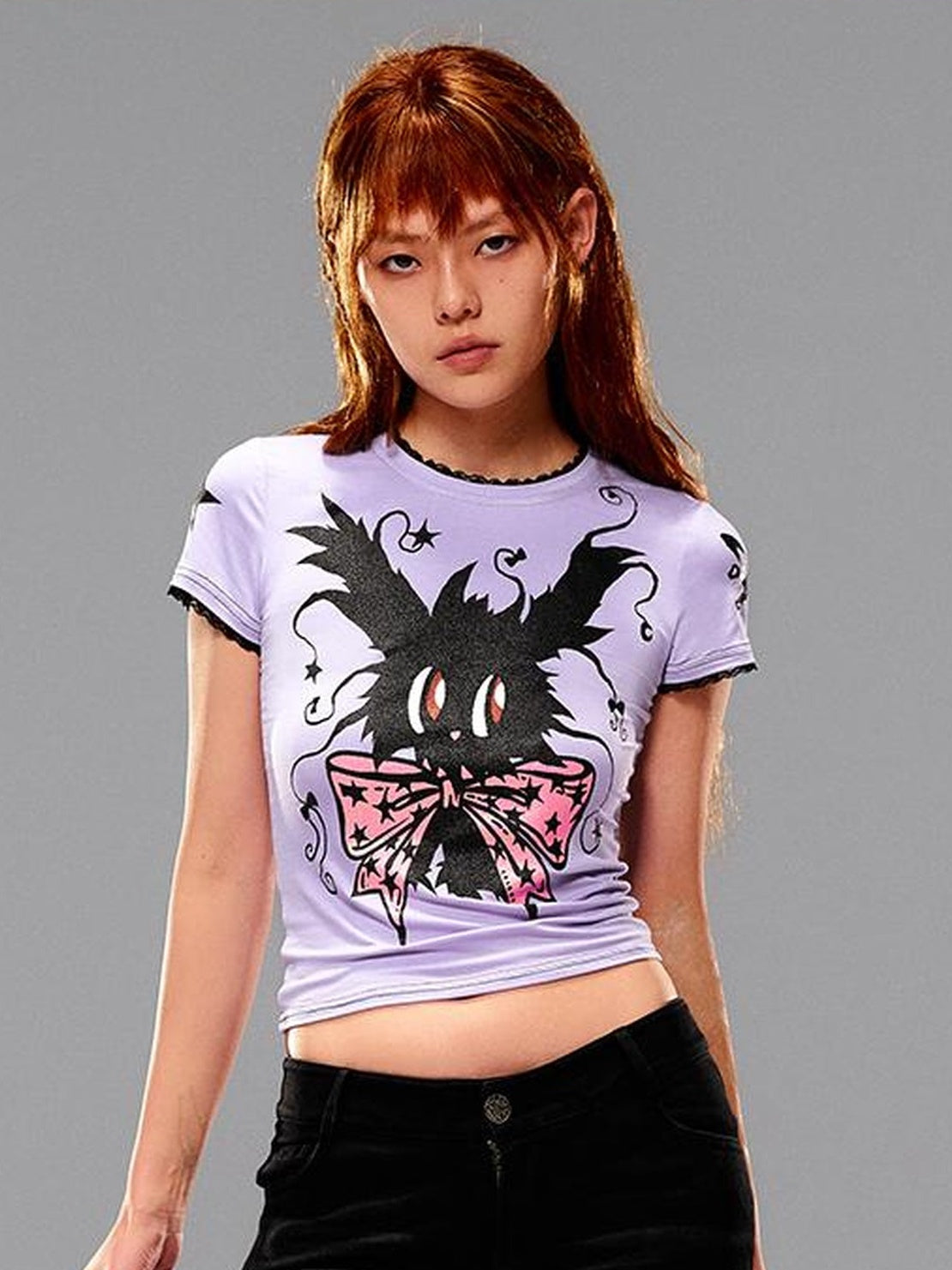 CFIERCE Magic Rabbit Glitter Print T-Shirt