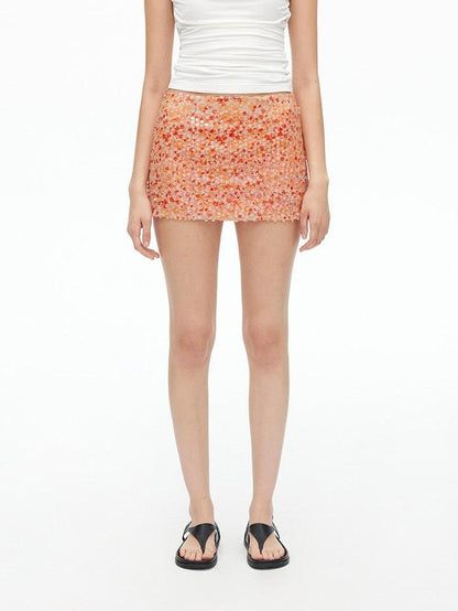 AFTADAWN Multicolor Sequined Mesh Low Rise Lined Women&