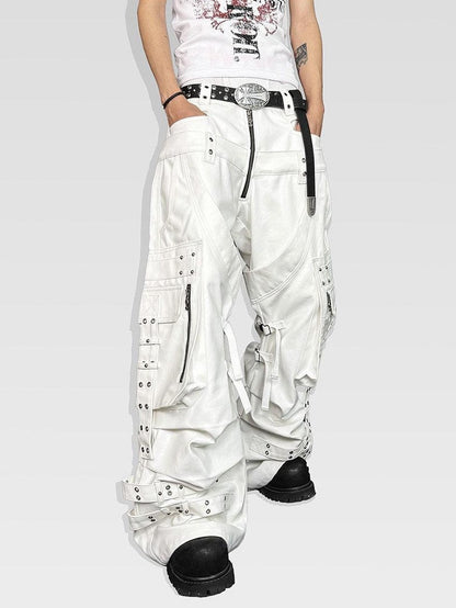 ATAnothingness Silver Moon White Studded Double Waist Waxed Women&