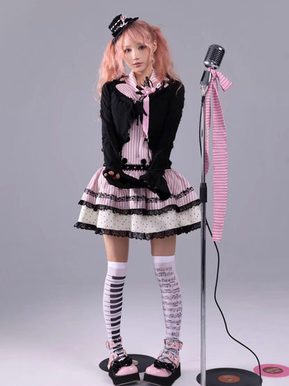 Evil Tooth Heart Stripe Ripped Sailor Collar Cropped Punk Women&