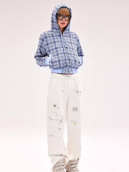 CFIERCE Crystal Embellished Cotton Sweatpants