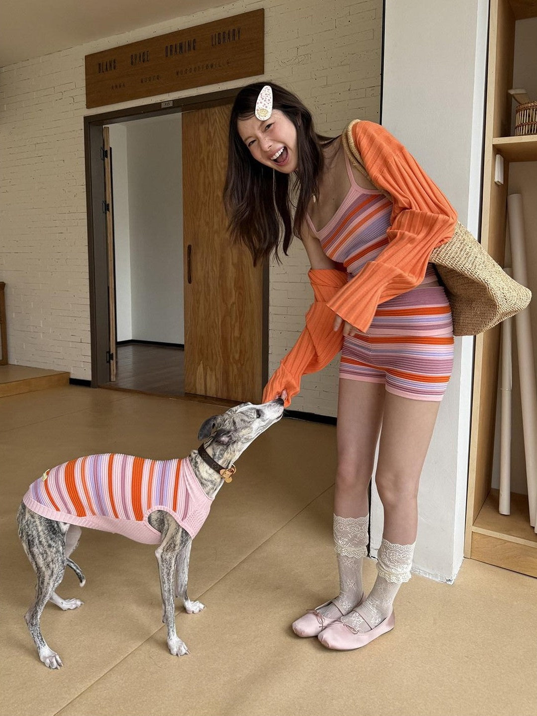 sancco house Gradient Yarn Striped Cardigan Cami Women&