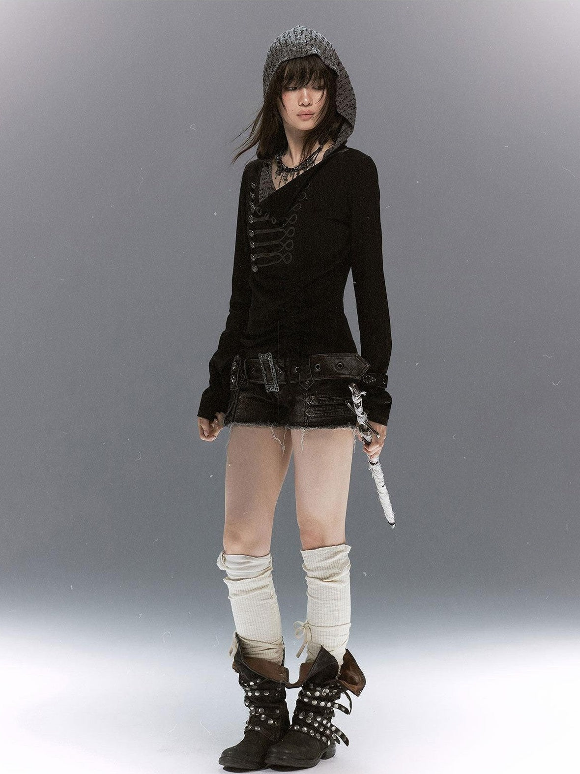 Cest Nous Rope Knot Buckle Lettered Hooded Contrast Women&