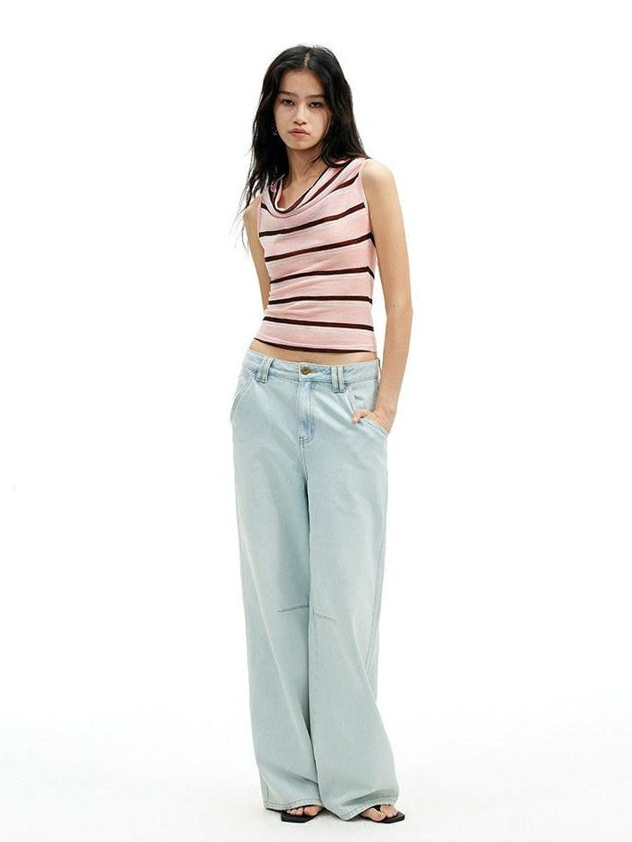AFTADAWN Sheer Pleated Wide Stripe Multiway Off Shoulder Women&