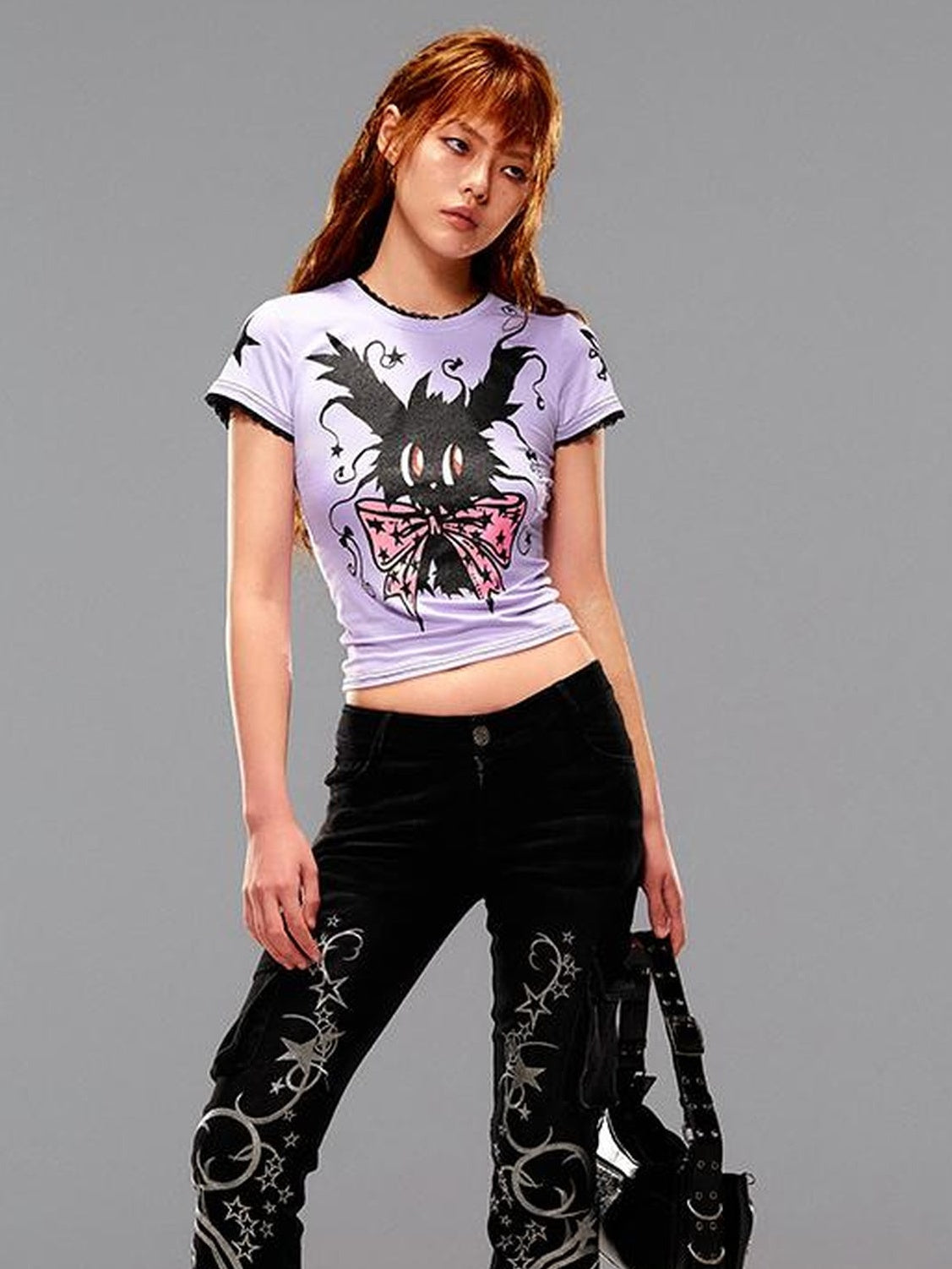 CFIERCE Magic Rabbit Glitter Print T-Shirt